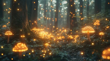 Enchanted Forest with Glowing Mushrooms