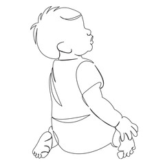 One continuous single drawing line art doodle child, baby, cute, childhood, kid. Isolated flat illustration hand draw contour on a white background
