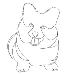 One continuous single drawing line art doodle dog, pet, animal, cute, puppy, canine. Isolated flat illustration hand draw contour on a white background
