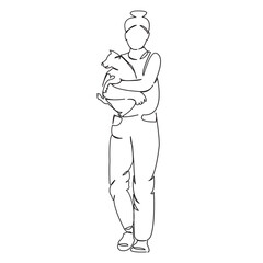 One continuous single drawing line art doodle pet, dog, female, girl, animal, puppy. Isolated flat illustration hand draw contour on a white background
