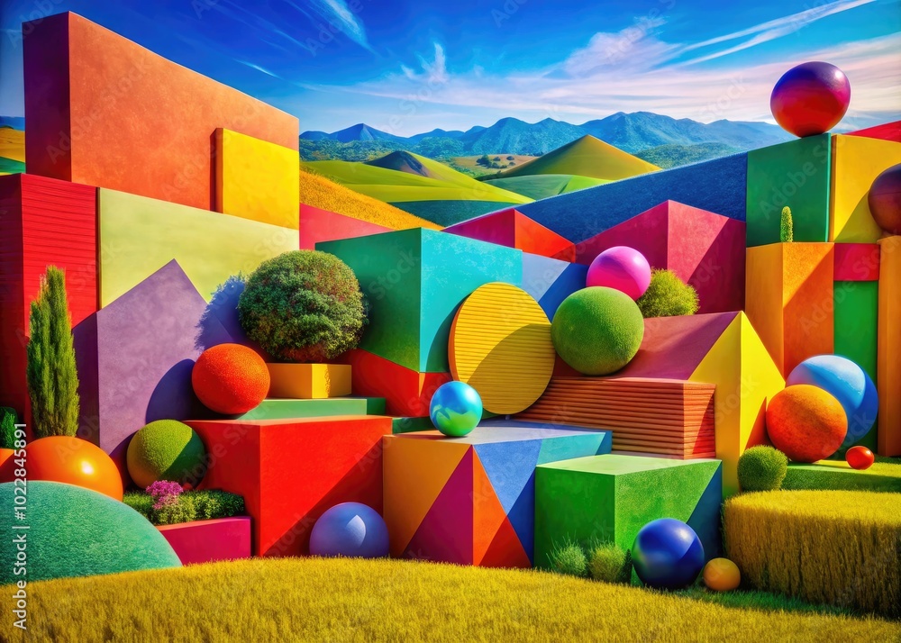 Poster vibrant abstract composition with colorful shapes and textures for creative and modern design projec