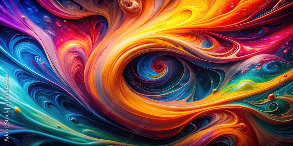 Poster vibrant abstract design with colorful swirls and fluid shapes creating a dynamic visual experience