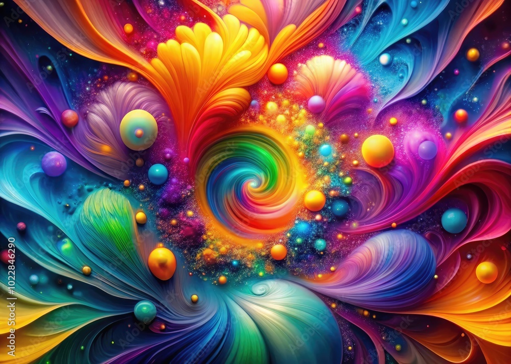 Poster vibrant abstract digital art background with dynamic shapes and colors for creative projects and des
