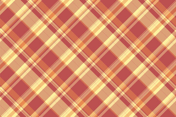 Hippy fabric check seamless, mature background tartan plaid. Checkered texture pattern vector textile in orange and red colors.