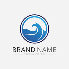 wave and water Isolated round shape logo Blue color  Sea, ocean, river surface