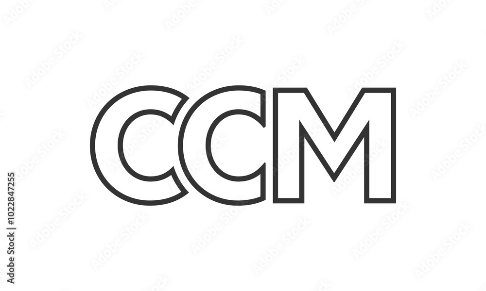 Poster ccm logo design template with strong and modern bold text. initial based vector logotype featuring s