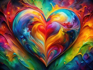 Obraz premium Vibrant Abstract Heart Design in Bold Colors Symbolizing Love, Passion, and Emotion in Art Form