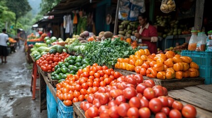 Obraz premium Vibrant Produce at a Local Market