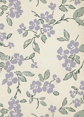 Elegant Pastel Pink and Mint Green Floral Paper on Cream Background
