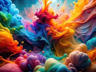 Vibrant Abstract Watercolor Art with Fluid Shapes and Blended Colors for Creative Inspiration