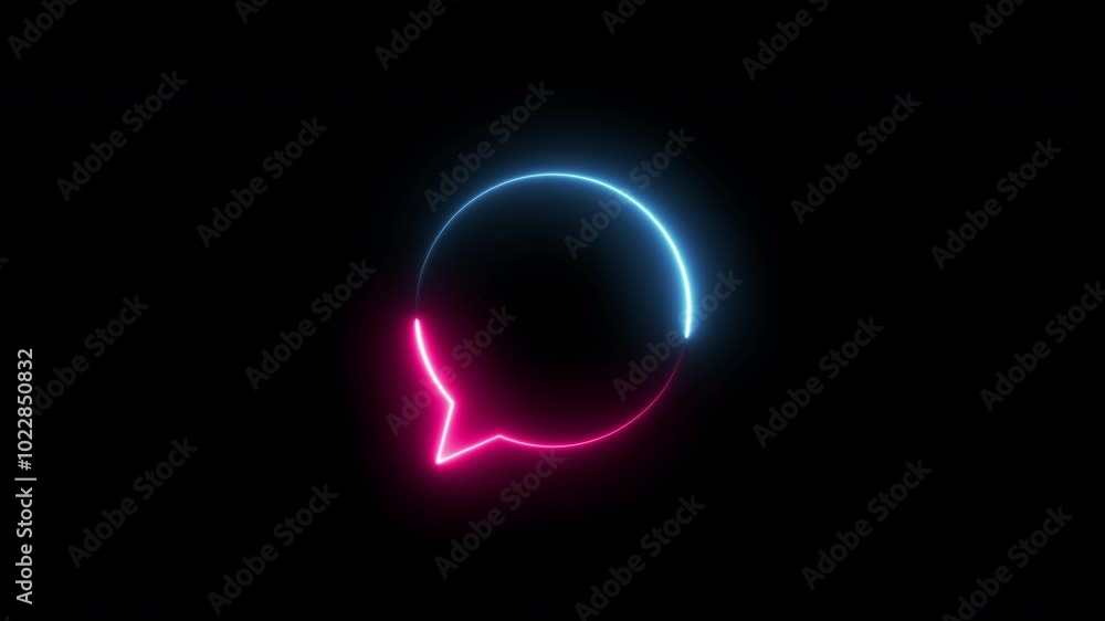 Aufkleber speech bubble sign abstract neon animation. blue and pink color. seamless loop animation.