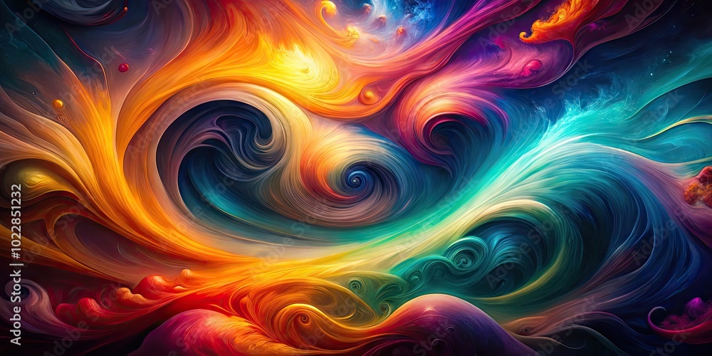 Poster vibrant airbrushed abstract background with colorful swirls and smooth gradients for design use
