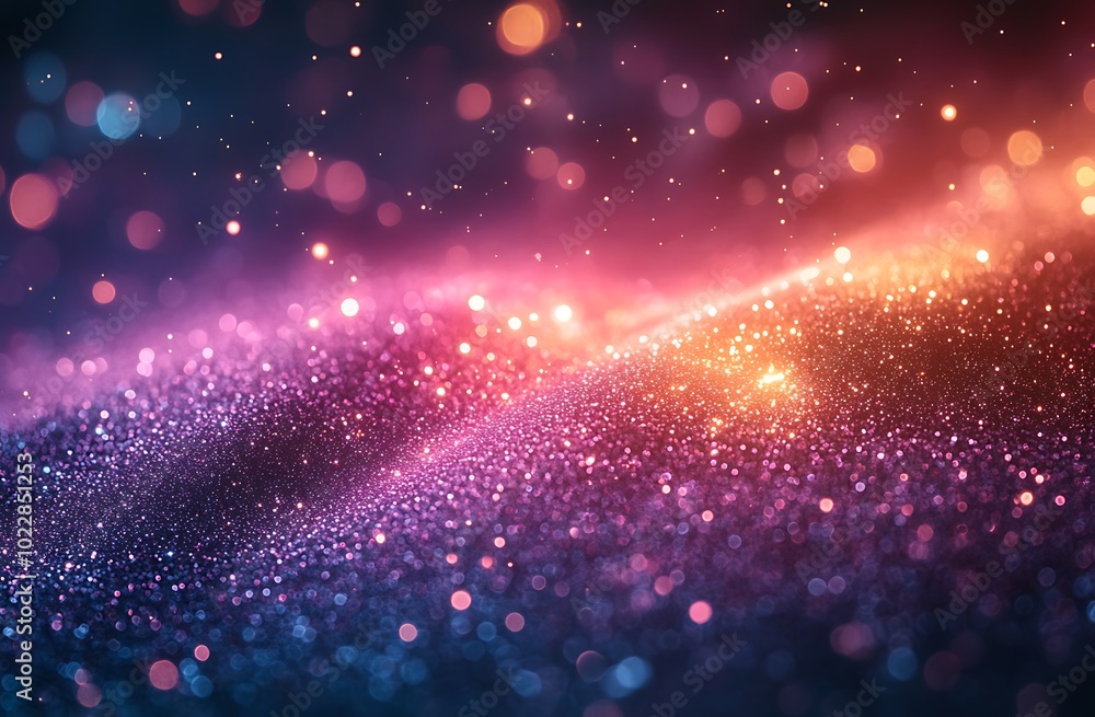 Poster abstract background with sparkling glitter and bokeh lights.