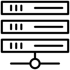 Server Icon, Black And White Outline Icon Symbol