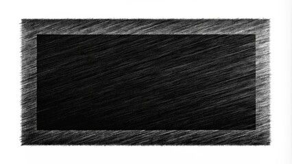 A rectangular black void surrounded by a dense, textured border composed of countless fine lines, creating a sense of depth and dimension.