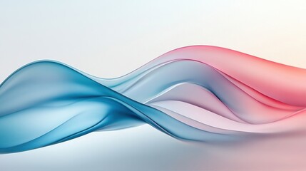 Abstract waves of blue and pink colors on a light background