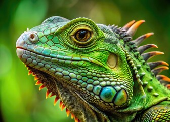 Fototapeta premium Vibrant and Detailed Drawing of a Green Iguana on a Bright Background for Nature and Wildlife Themes
