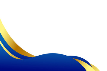Blue and Gold curve wavy vector border for footer header background. Suitable for certificate, flyer, letterhead, banner, etc background
