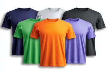 A Grid of T-Shirts in Different Colors, Arranged Neatly on the Table