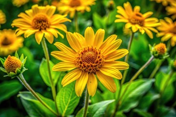 Vibrant Arnica Plant in Natural Habitat Showcasing Its Distinctive Yellow Flowers and Green Leaves
