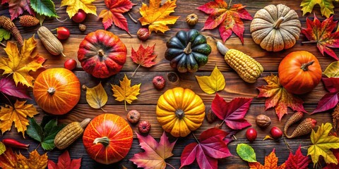 Vibrant Autumn Leaves and Seasonal Elements for Fall Celebrations and Seasonal Decorations Clip Art