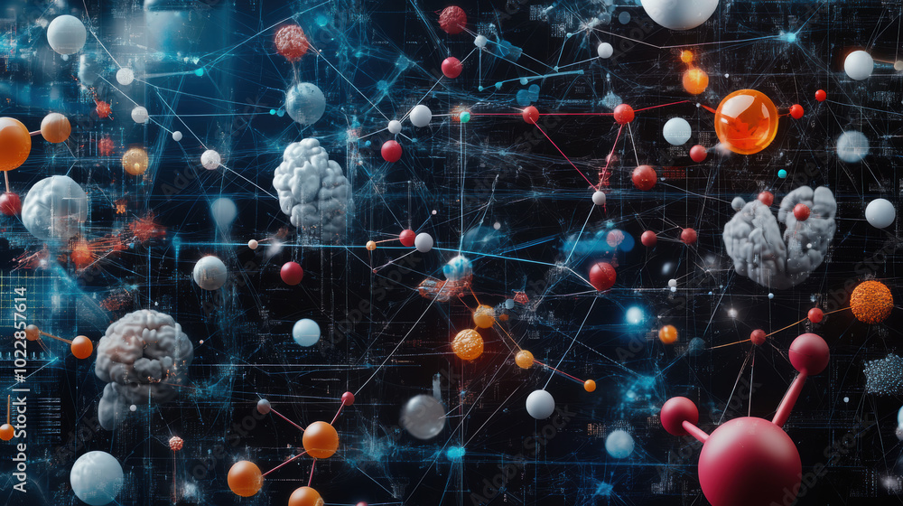 Poster image showcases vibrant and intricate representation of molecular structures and scientific concepts