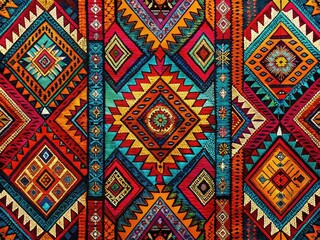 Vibrant Aztec Pattern Design Featuring Geometric Shapes and Rich Colors for Creative Projects