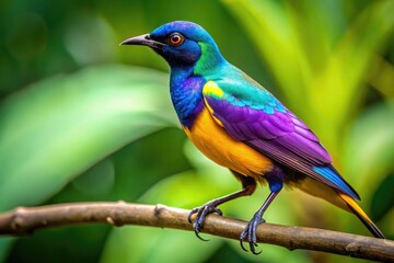 Obraz premium Vibrant Balinese Starling perched on a branch showcasing its striking plumage in natural habitat