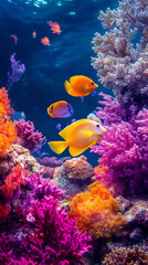 Obraz premium Colorful Coral Reef Teeming with Diverse Marine Life 