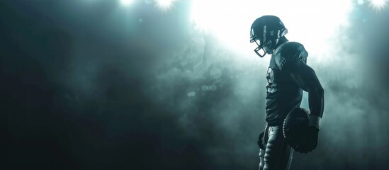 American Football Player Standing in Smoky Stadium