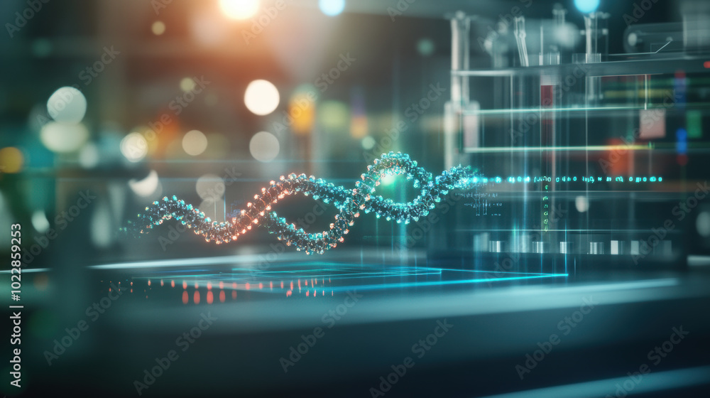 Aufkleber visual representation of dna strands being edited in laboratory setting, showcasing advanced technol