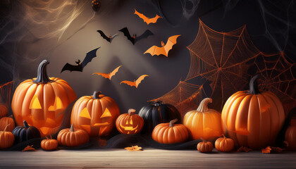 Festive Halloween Event Background with Spooky Decorations