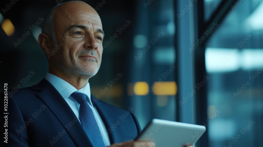 Wall mural Businessman in Suit with Tablet