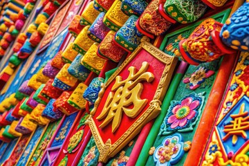 Vibrant Chinese Alphabet Characters on Colorful Background for Educational and Cultural Use