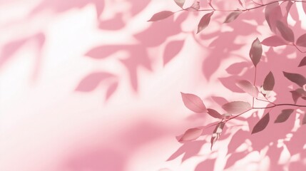 Pink leaves shadows on soft background