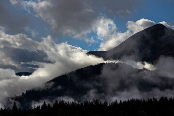 fog and clouds in the alps
