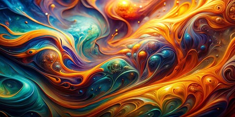 Fototapeta premium A symphony of swirling color and textured orbs, a visual testament to the beauty of abstract art, captivating with its vibrant hues and organic forms.