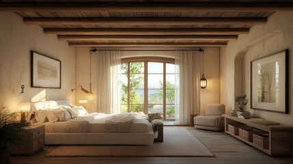 Rustic Bedroom with Mountain View