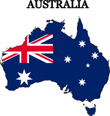 Australia. Flag-map. Print on T-shirt, cup, etc. 