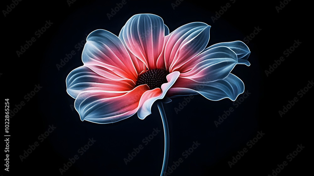 Poster a high-focus image of a single flower against a dark background, with a subtle bokeh effect surround