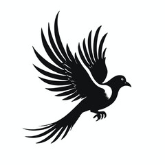 Obraz premium A black and white silhouette of a flying bird with outstretched wings 