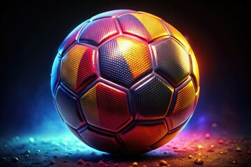 Naklejka premium Vibrant Digital Soccer Ball Design with Modern Textures and Colors for Sports and Gaming Themes