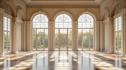 Fototapeta premium Elegant Room with Large Windows
