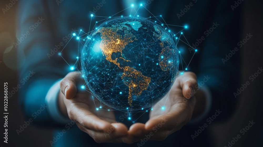 Poster a visually striking representation of metaverse technology, showcasing the next generation of global