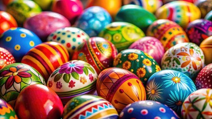 Fototapeta premium Vibrant Easter Egg Colors in a Variety of Patterns for Spring Festivities and Celebrations