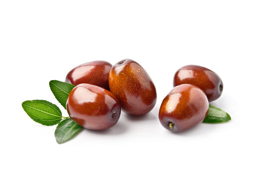 Sweet dates fruits on white backgrounds. Jojoba