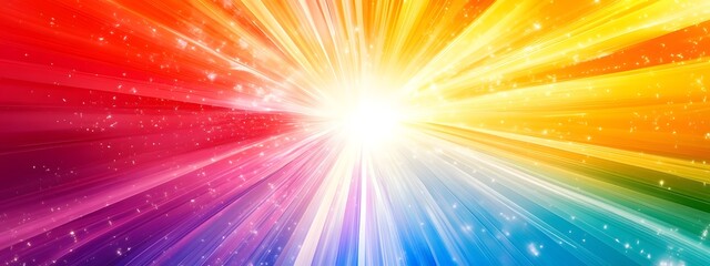 A vibrant burst of rainbow colors, radiating outward from the center in an explosion effect