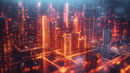 Fototapeta premium Digital Cityscape: A Futuristic Vision of Urban Development