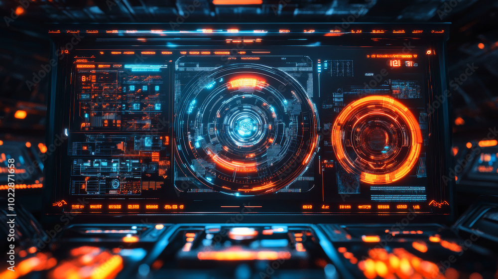 Poster imagine a sci-fi futuristic hud (heads-up display), designed to resemble a cutting-edge virtual real