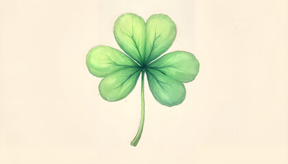 Light green shamrock illustration on soft beige background.